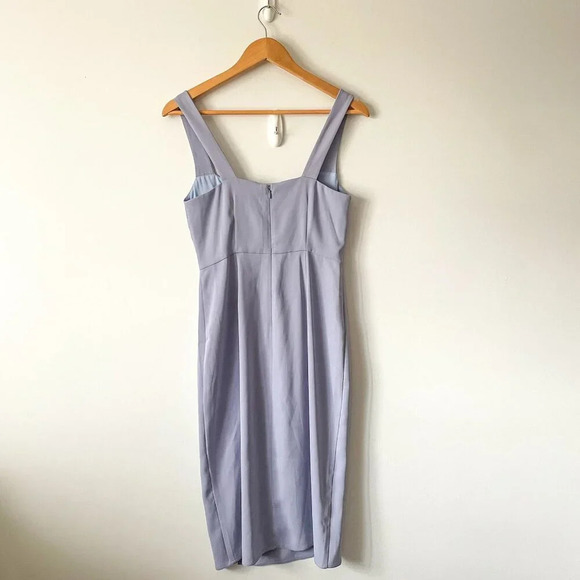 Aritzia Babaton '90s Slit Square Neck Drape Midi Dress Periwinkle Blue Size 2 - Picture 6 of 8